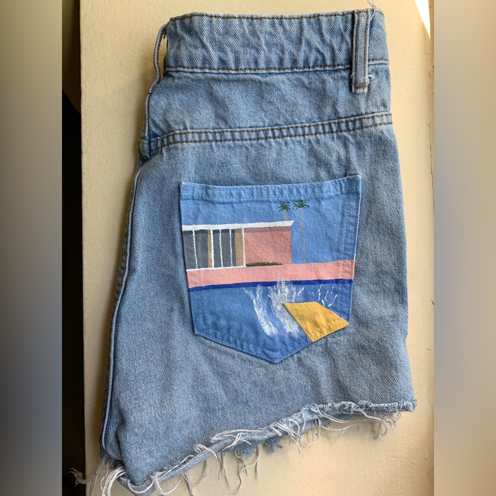 Custom Painted Vintage Denim Shorts